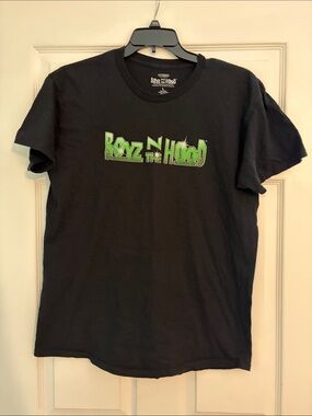 Hybrid & company Black Tee with Green 'Boyz N The Hood' Graphic